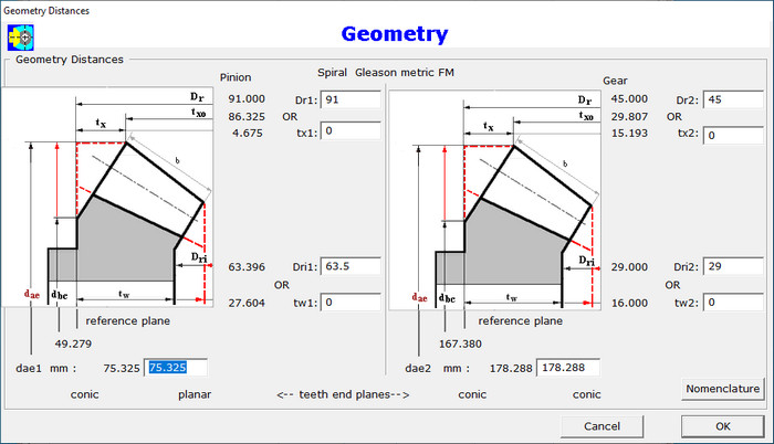 Geometry Distances Dialog