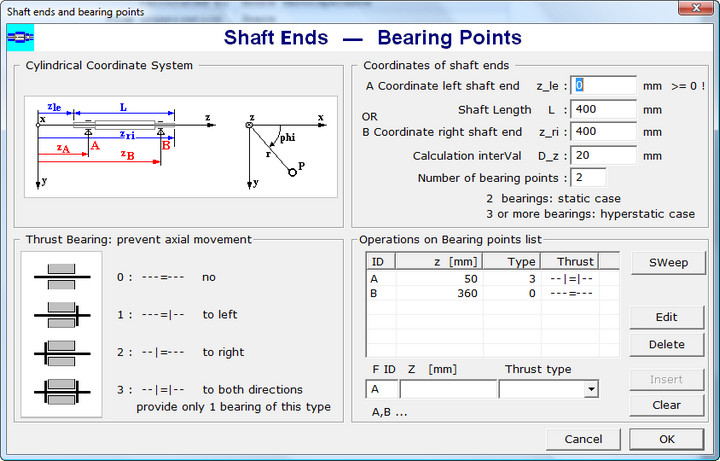 Shaft Configuration Dialog