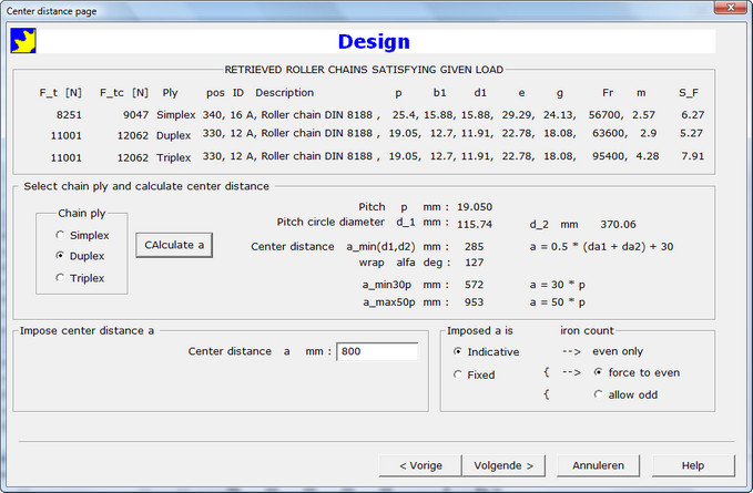 Chain Wheel Design Chain Selection Dialog Box