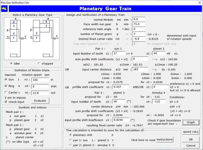 Planetary Gear Verification Dialog Box