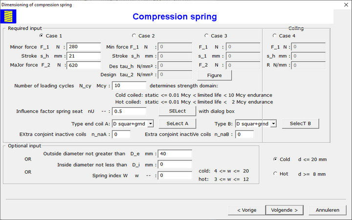 Compression Spring Design Dialog