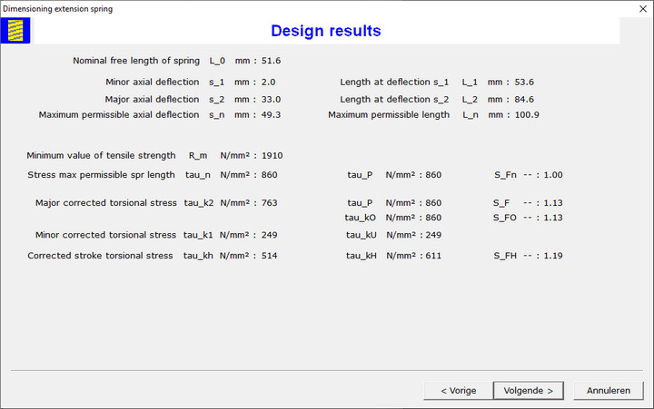 Extension Spring Design Dialog