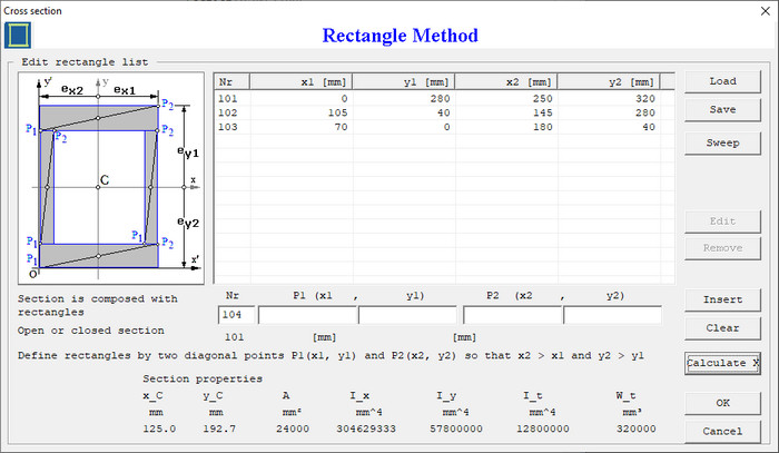 Rectangles List Dialog Box