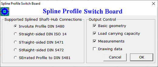 Spline with involute profile DIN 5480