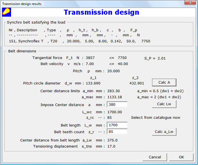 Retrieve Timing Belt Dialog Box